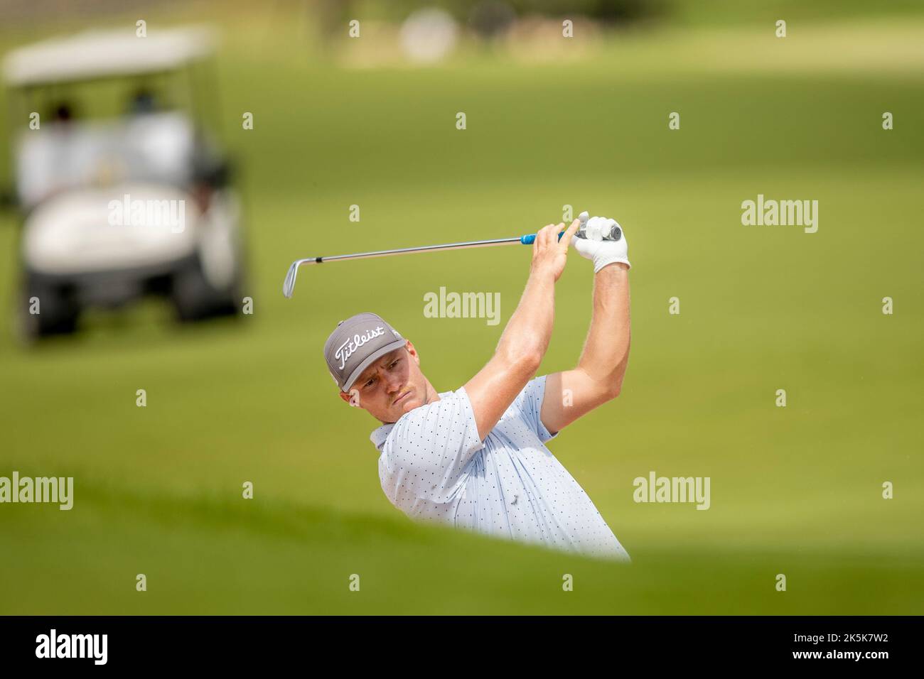 BANGKOK, THAILAND - OCTOBER 9:  Jediah Morgan of Australia on hole 9 during the third and final round at the LIV GOLF INVITATIONAL BANGKOK at Stonehill Golf Course on October 9, 2022 in Bangkok, THAILAND (Photo by Peter van der Klooster/Alamy Live News) Stock Photo
