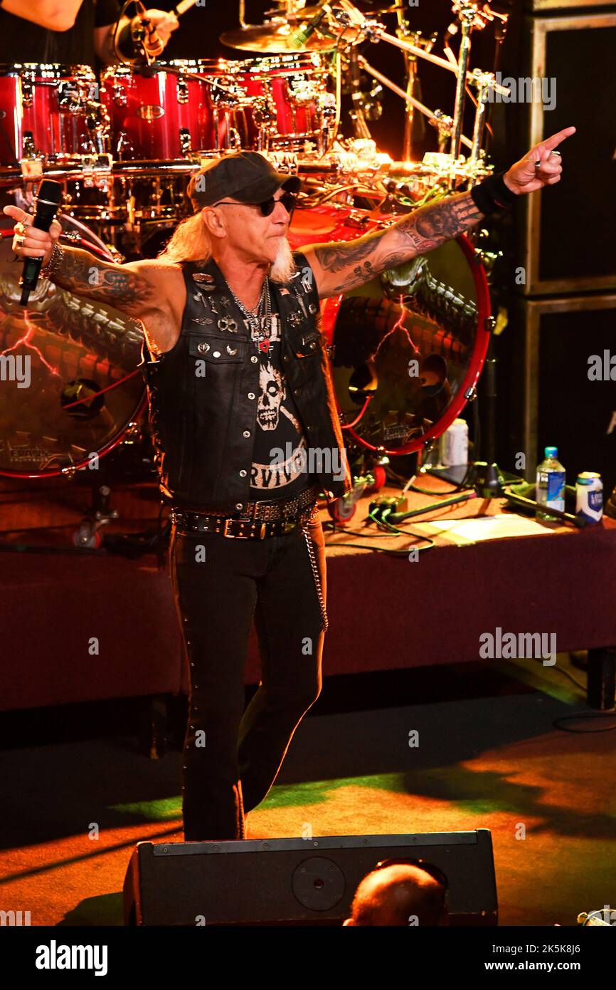October 7, 2022, SJC, CA, USA: Mark Tornillo Lead Vocals for Accept performs at The Coach House in San Juan Capistrano California on October 7th, 2022 for there â€œToo Mean To Die â€“ Tour North America 2022â€ Too Mean To Die, Album release in 2021 for which landed them on the top of the charts [#1 â€“ USA Hard Music, #2 â€“ Germany, #3 â€“ UK  (Credit Image: © Dave Safley/ZUMA Press Wire) Stock Photo