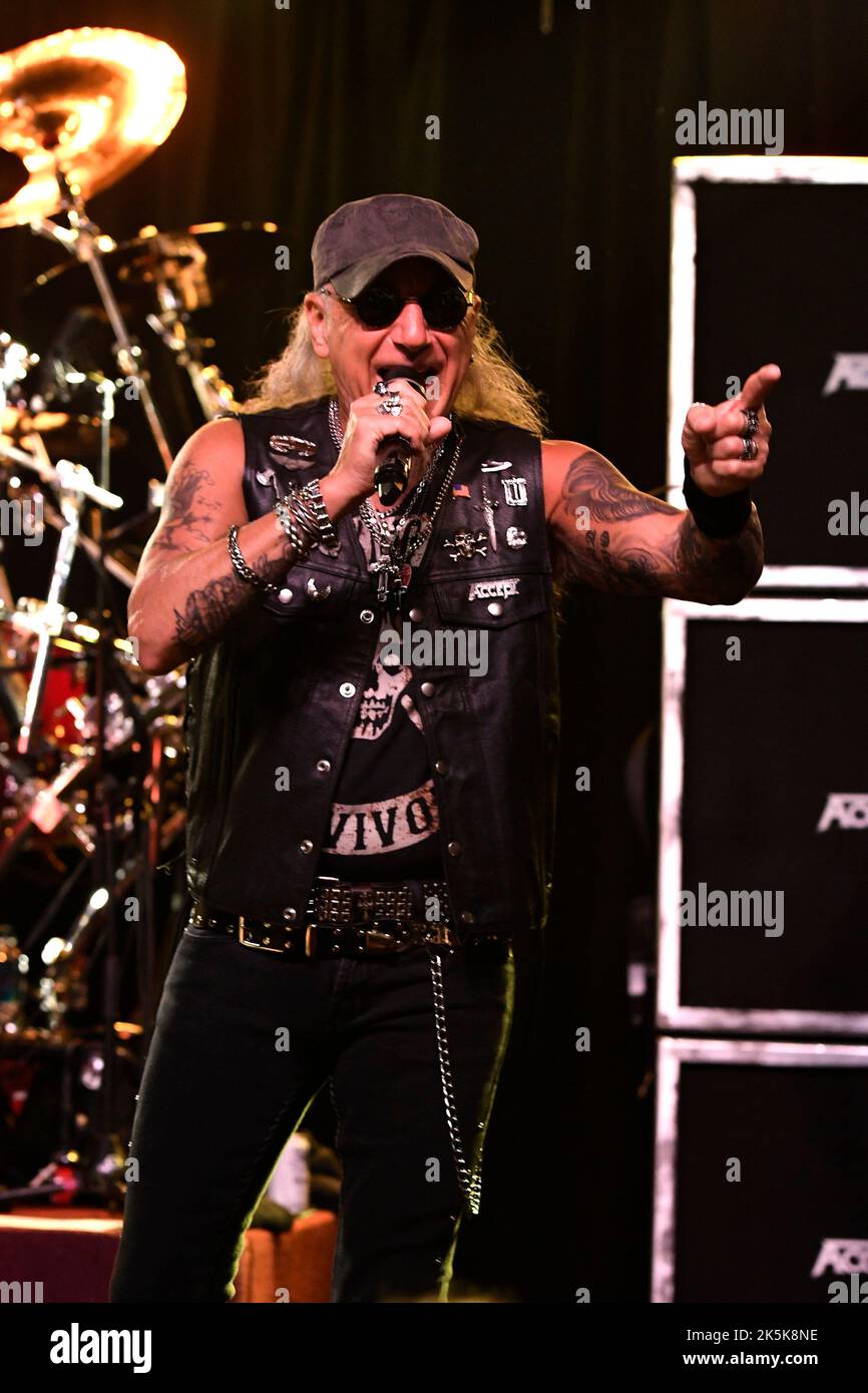 October 7, 2022, SJC, CA, USA: Mark Tornillo Lead Vocals for Accept performs at The Coach House in San Juan Capistrano California on October 7th, 2022 for there â€œToo Mean To Die â€“ Tour North America 2022â€ Too Mean To Die, Album release in 2021 for which landed them on the top of the charts [#1 â€“ USA Hard Music, #2 â€“ Germany, #3 â€“ UK  (Credit Image: © Dave Safley/ZUMA Press Wire) Stock Photo