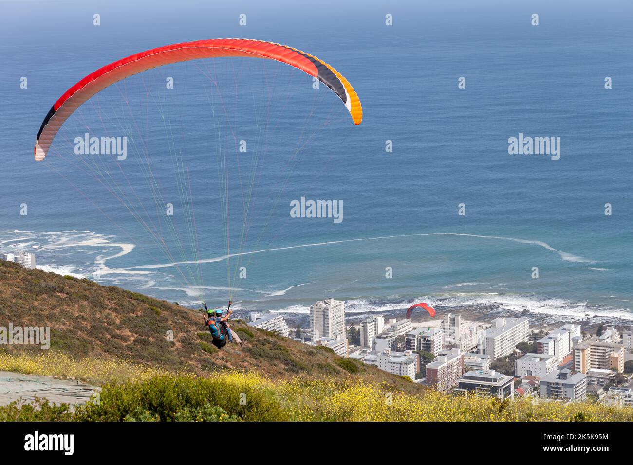 Paragliding at Signal Hill, Cape Town, October 2022. Stock Photo