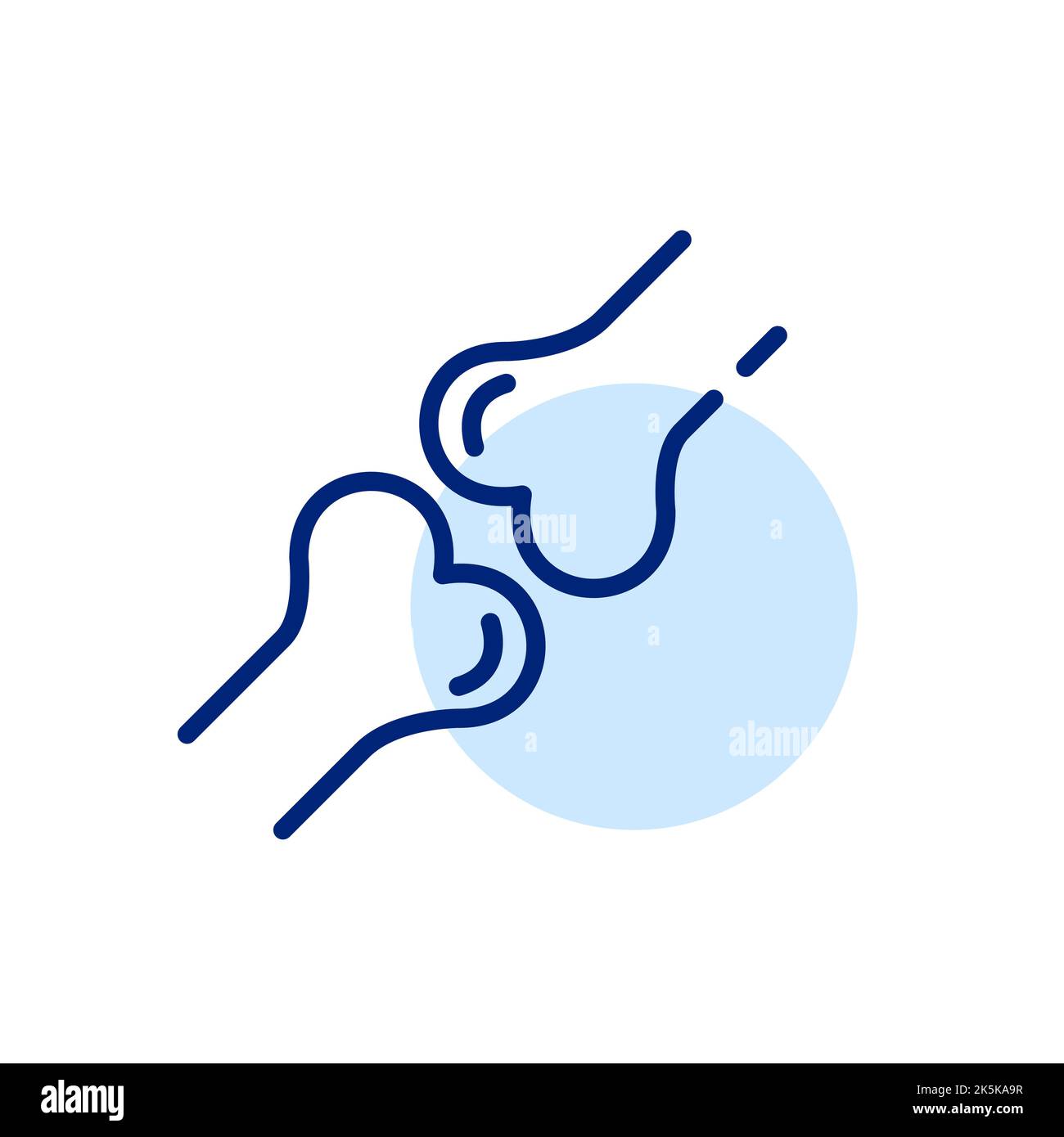 Knee joint. Two bones. Pixel perfect, editable stroke line icon Stock Vector
