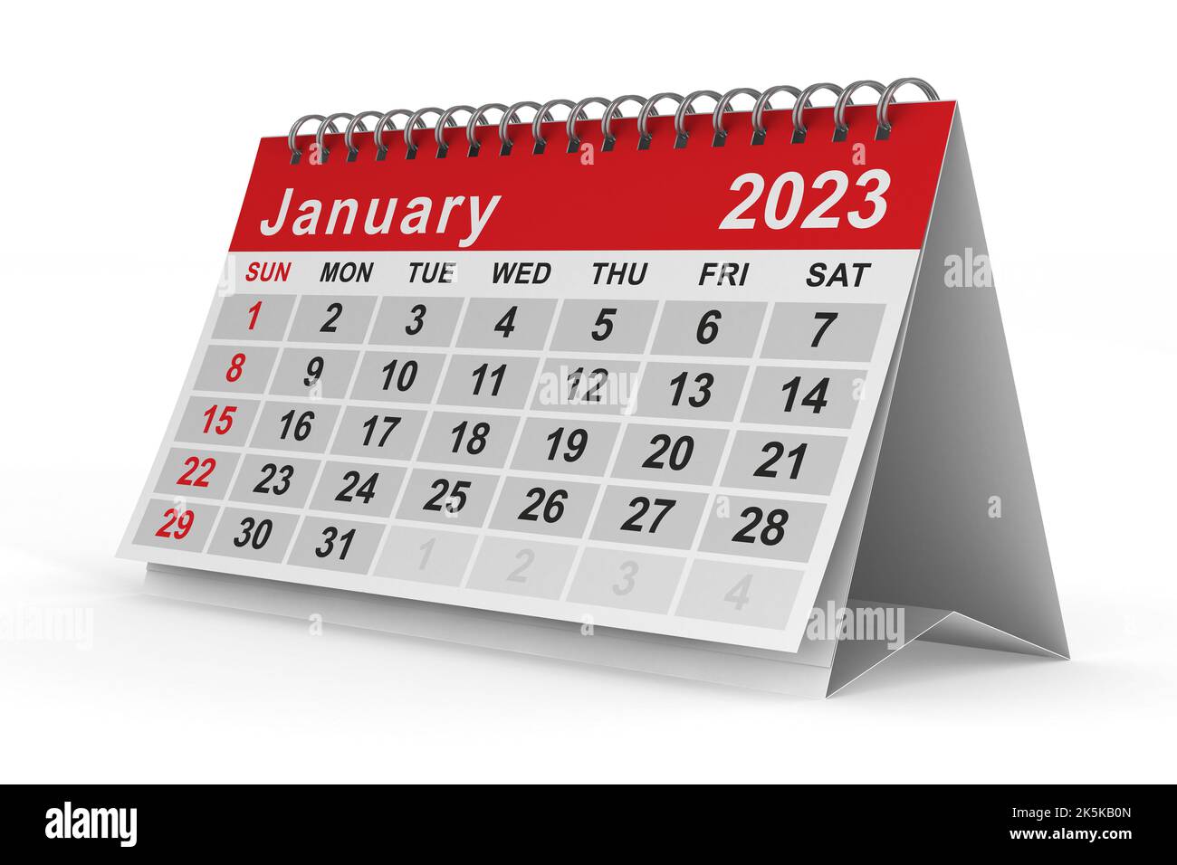 2023 year. Calendar for January. Isolated 3D illustration Stock Photo