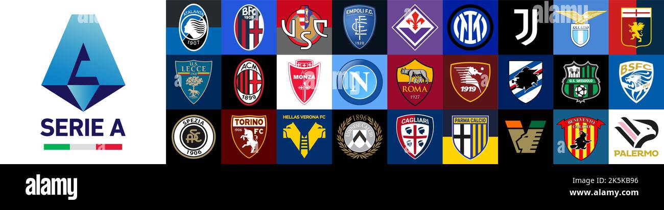 Embleme logo, top club Italian football soccer team in vector format Stock Vector