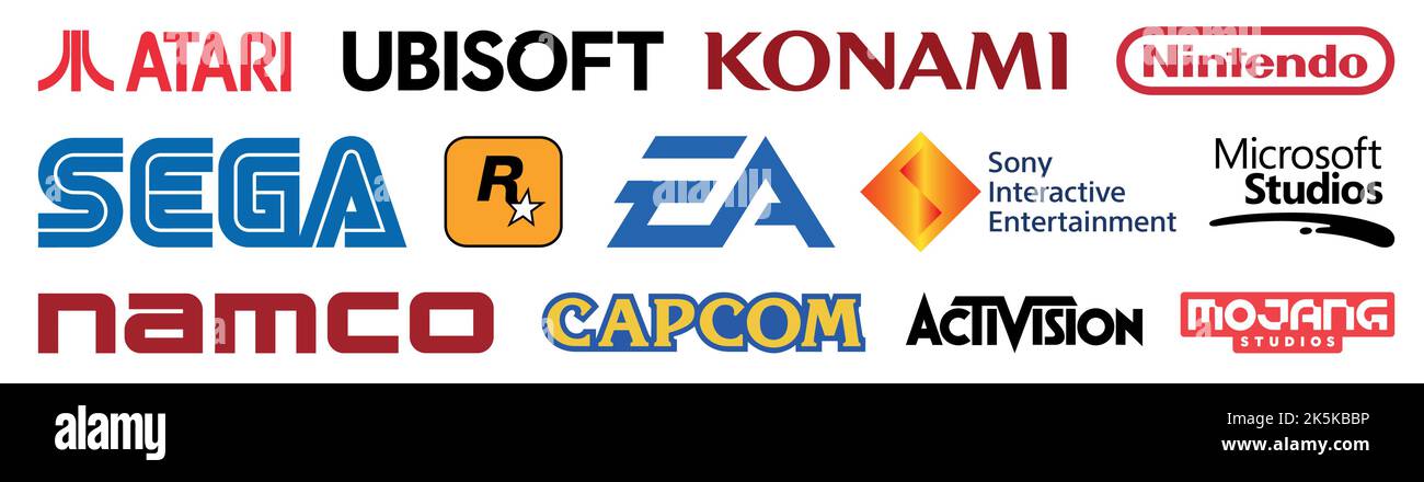 Top world video gaming industry logos in vector format Stock Vector