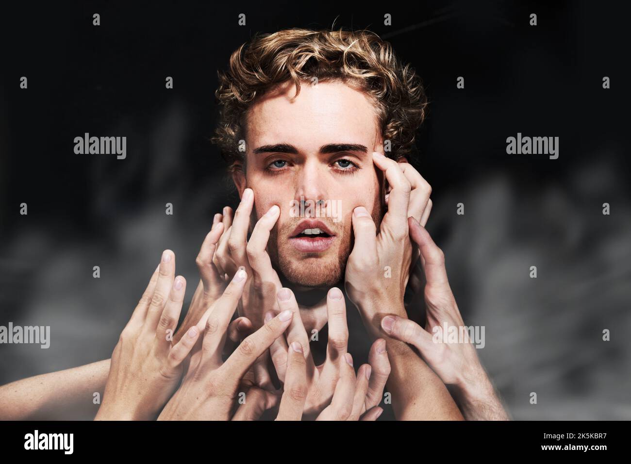 Man scared hands face hi-res stock photography and images - Alamy