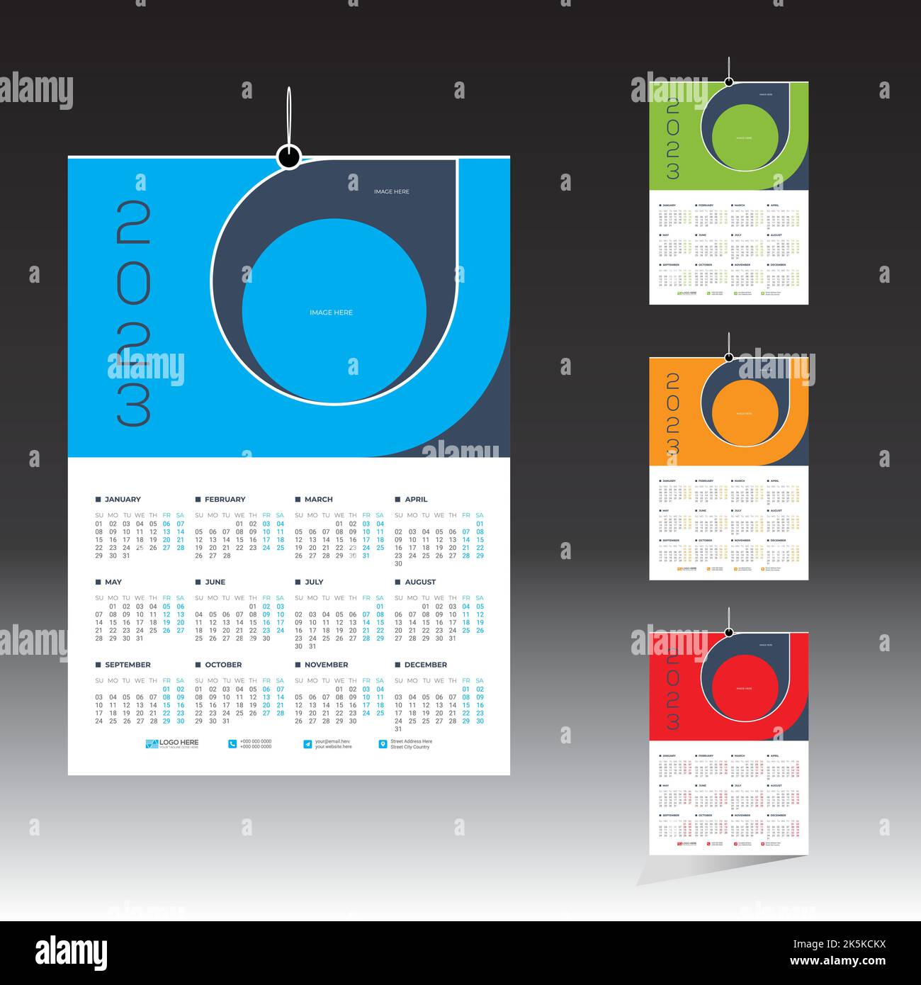 2023 wall vector calendar design Stock Vector Image & Art Alamy