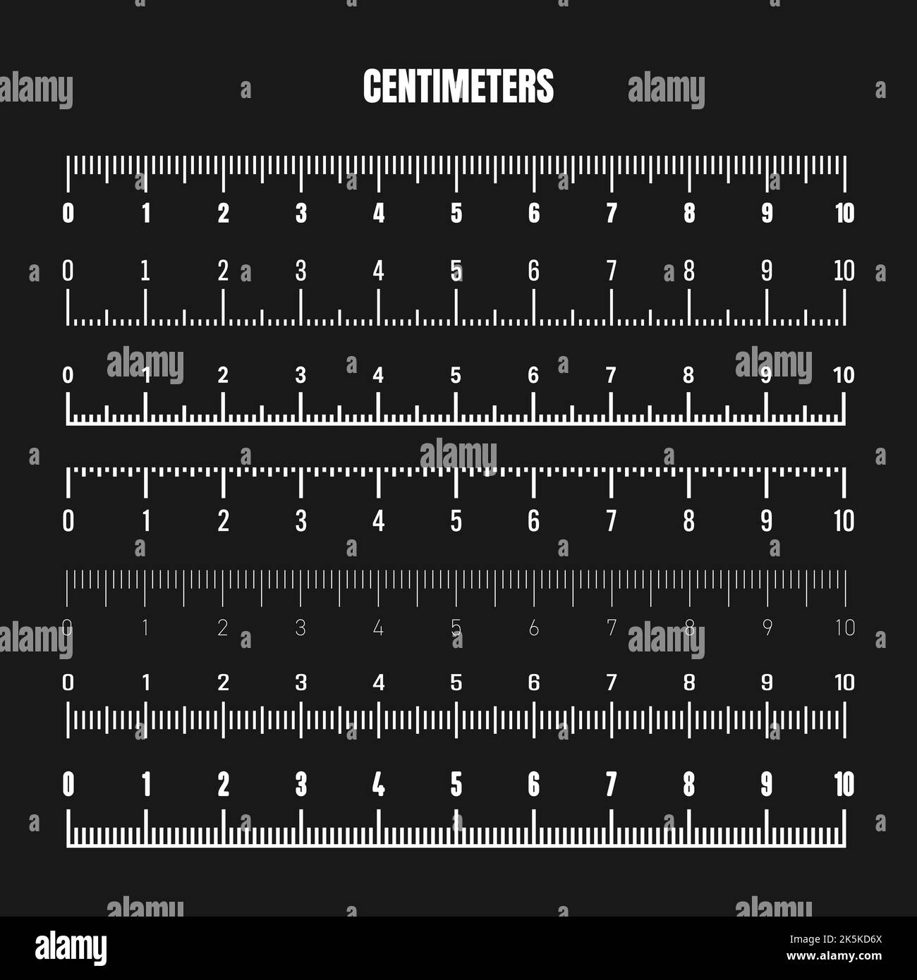 Realistic white centimeter scale for measuring length or height
