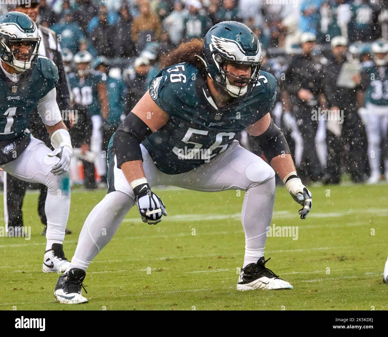 Philadelphia Eagles offensive lineman Isaac Seumalo (56) leaves the field  after an NFL football game against the Minnesota Vikings on Monday,  September 19, 2022, in Philadelphia. (AP Photo/Matt Patterson Stock Photo -  Alamy