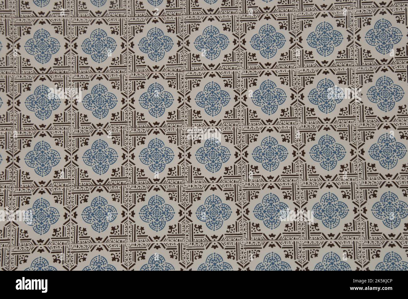 Tiles on the outside of a traditional Portuguese house; Alfama; Lisbon; Portugal.  Portugal is famous for its tiles, which are very beautiful. Stock Photo