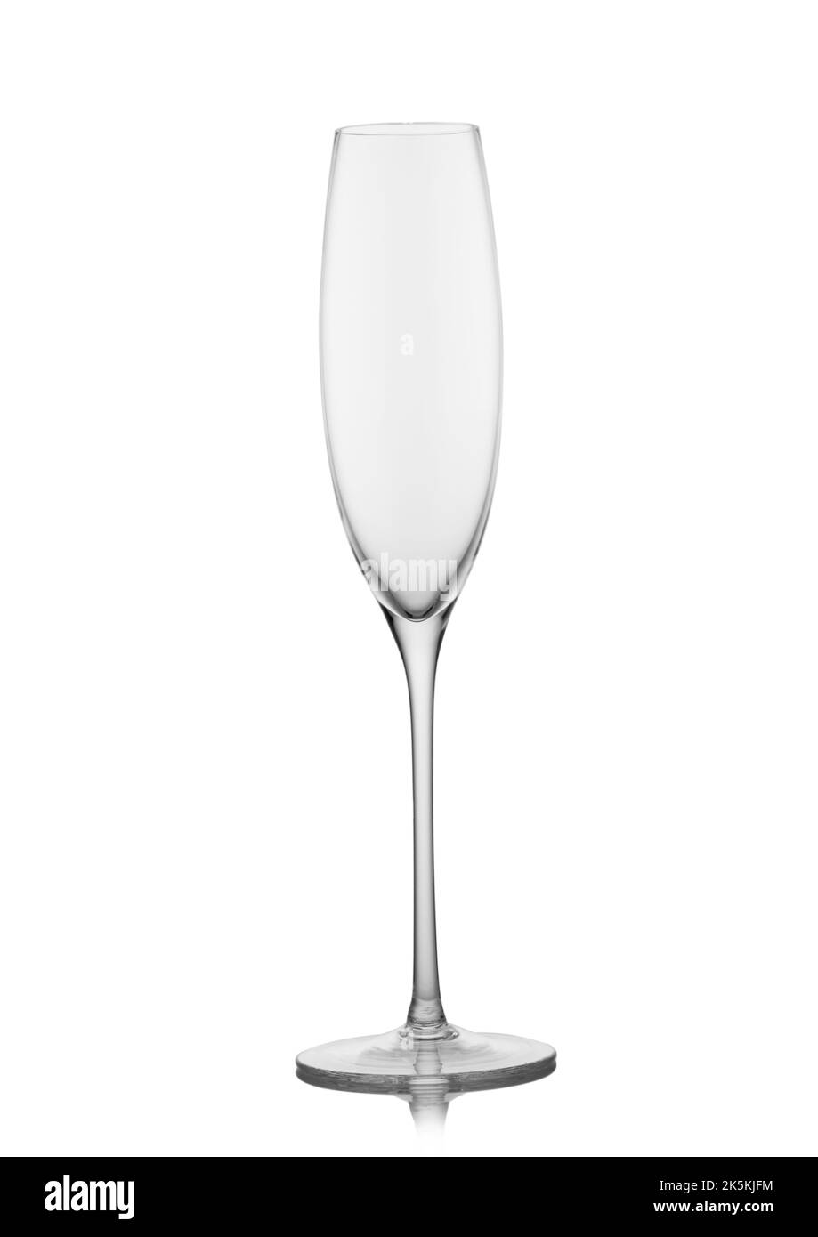 Empty glass for champagne alcohol drink on white. Stock Photo