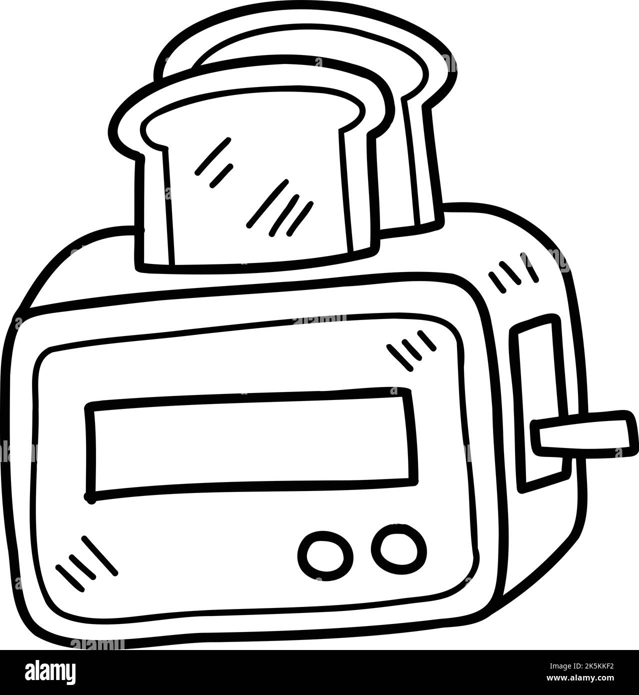 Hand Drawn Toaster and toast illustration isolated on background Stock Vector