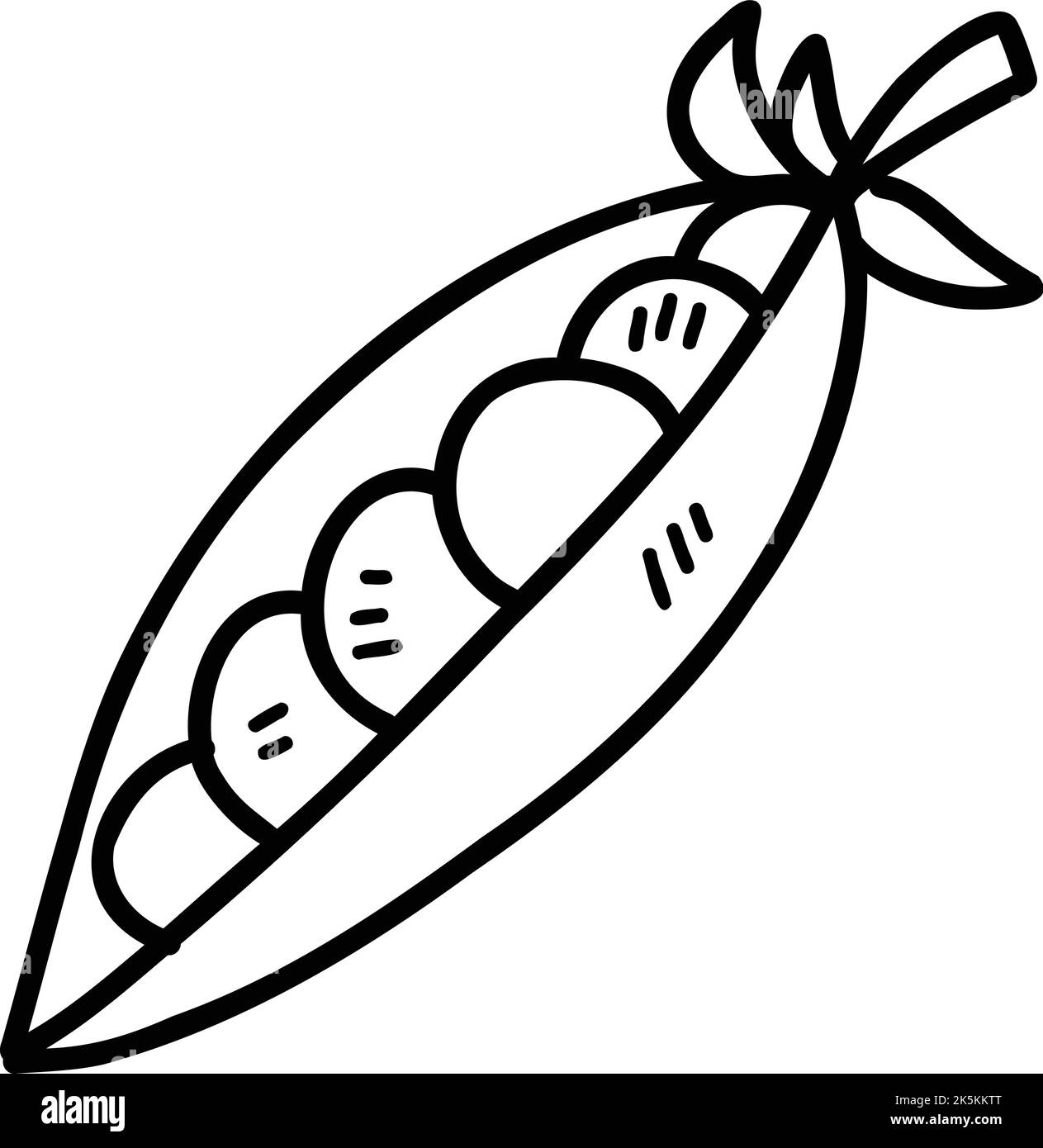 Hand Drawn green peas illustration isolated on background Stock Vector