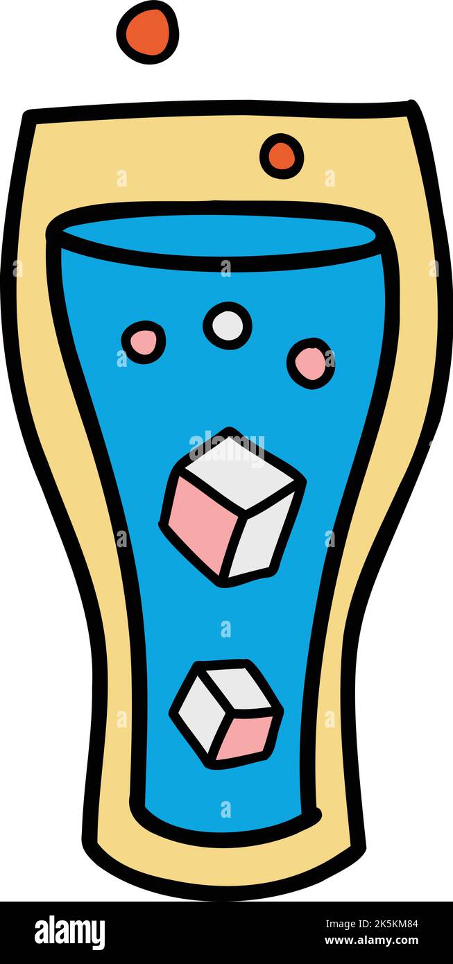Hand Drawn glass of water with ice illustration isolated on background ...