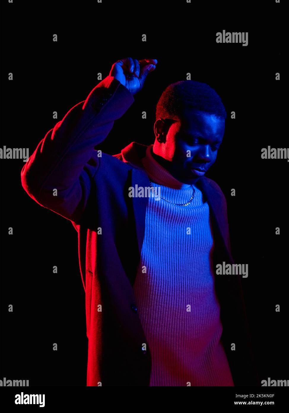 dancing man neon party night life carefree weekend Stock Photo