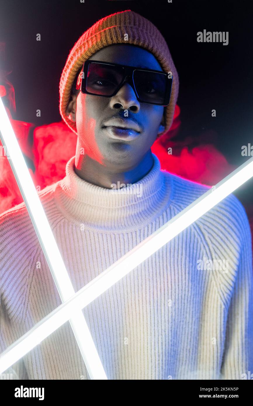 urban fashion neon hipster street wear stylish man Stock Photo