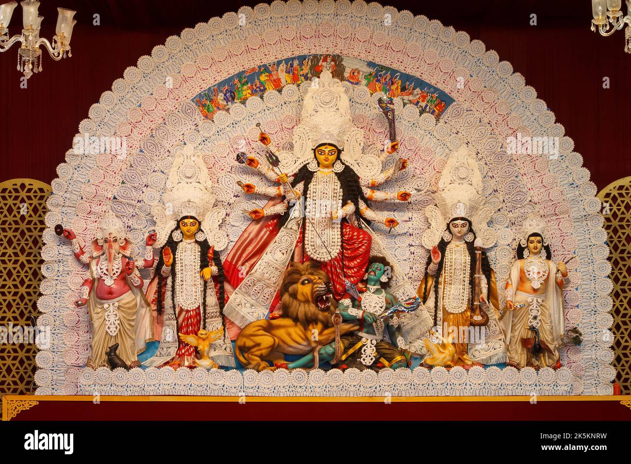 K-Block, Co-operative Ground , Durga Puja Samithi , C.R.Park , New Delhi Dt-1 Oct 2022.A Close View Of Durga Idiol Within Puj Stock Photo