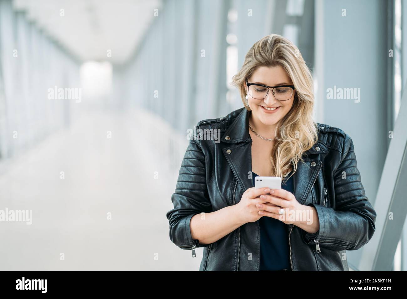 gadget people mobile communication obese woman Stock Photo