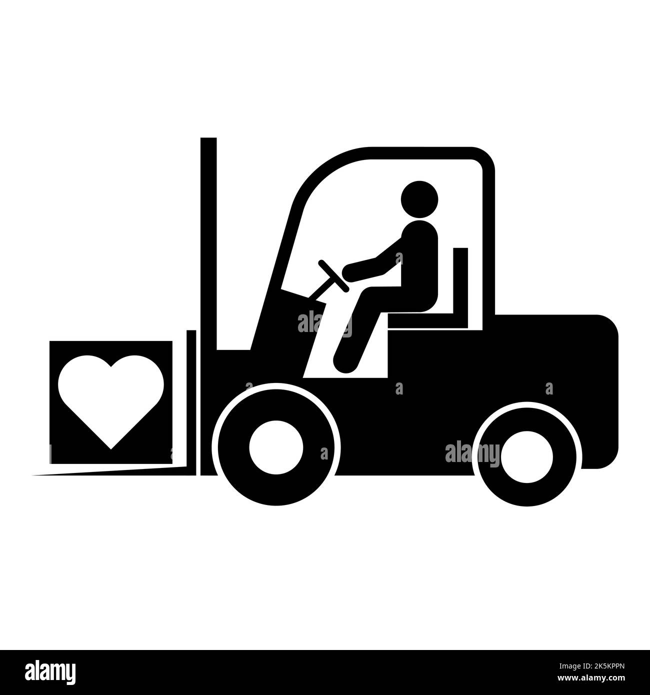 Forklift transport icon, industry vehicle machine symbol, fork truck