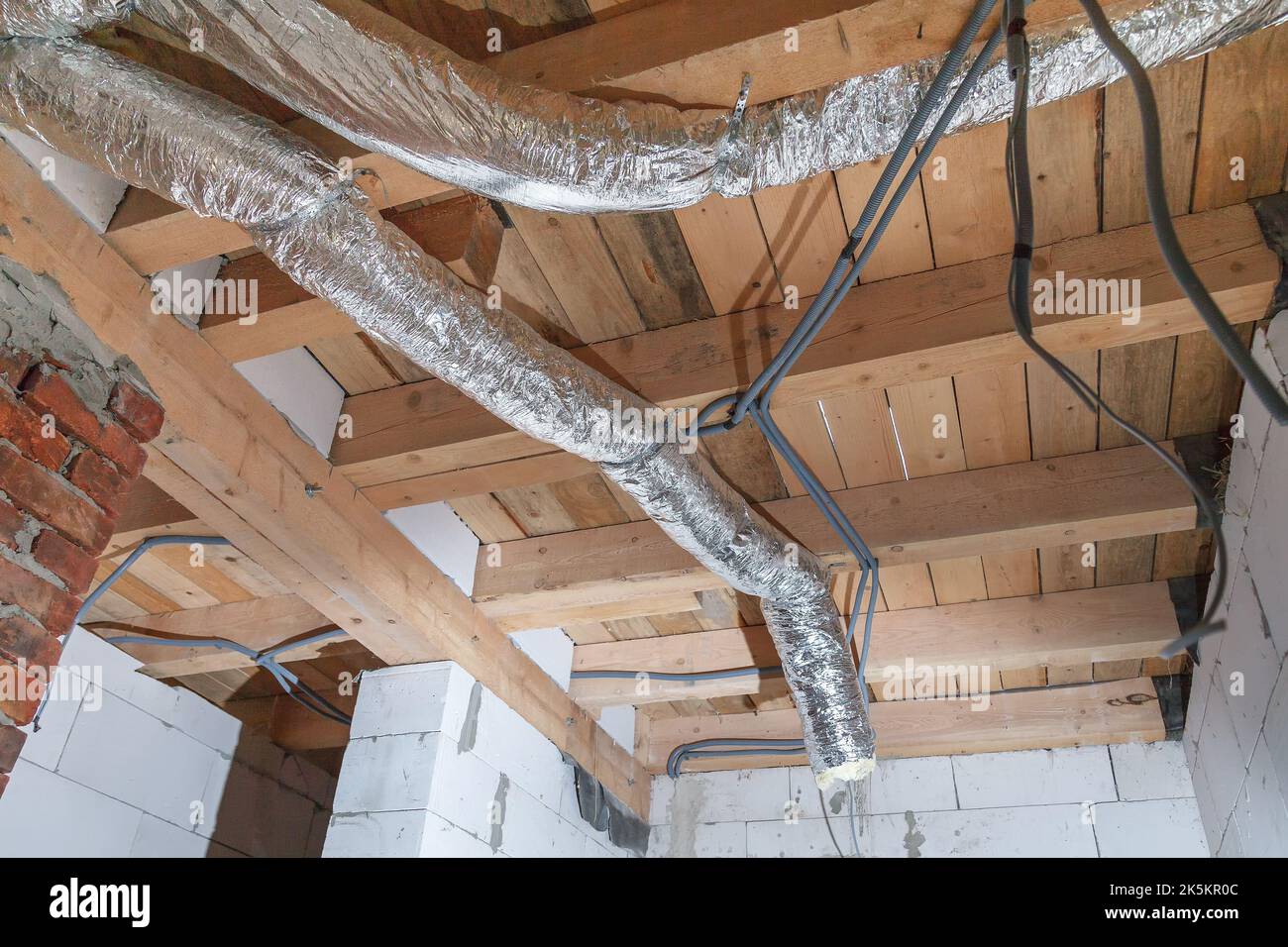 Installation of a pipe heating system. Heating at home with hot air