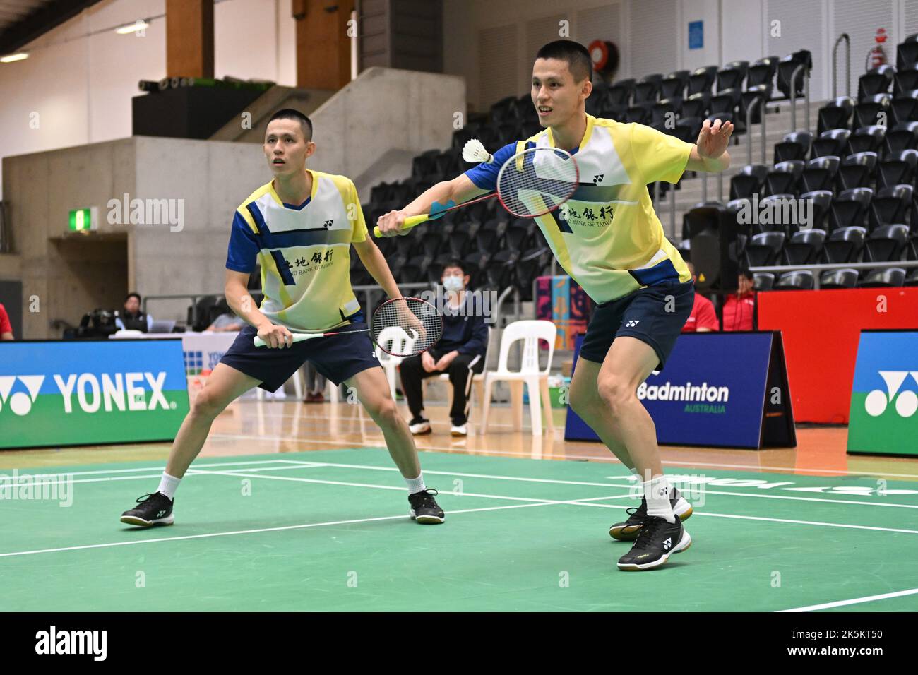 Sydney, Australia. 09th Oct, 2022. Llee Fang-Jen (L) and Lee Fang-Chih (R) of Chinese Taipei seen in action during the YONEX Sydney International 2022 Men's Double finals match against Nyl Yakura and adam xingyu dong (Canada). Lee Fang-Jen and Lee Fang-Chih won the match 21-12, 16-21, 21-16. Credit: SOPA Images Limited/Alamy Live News Stock Photo