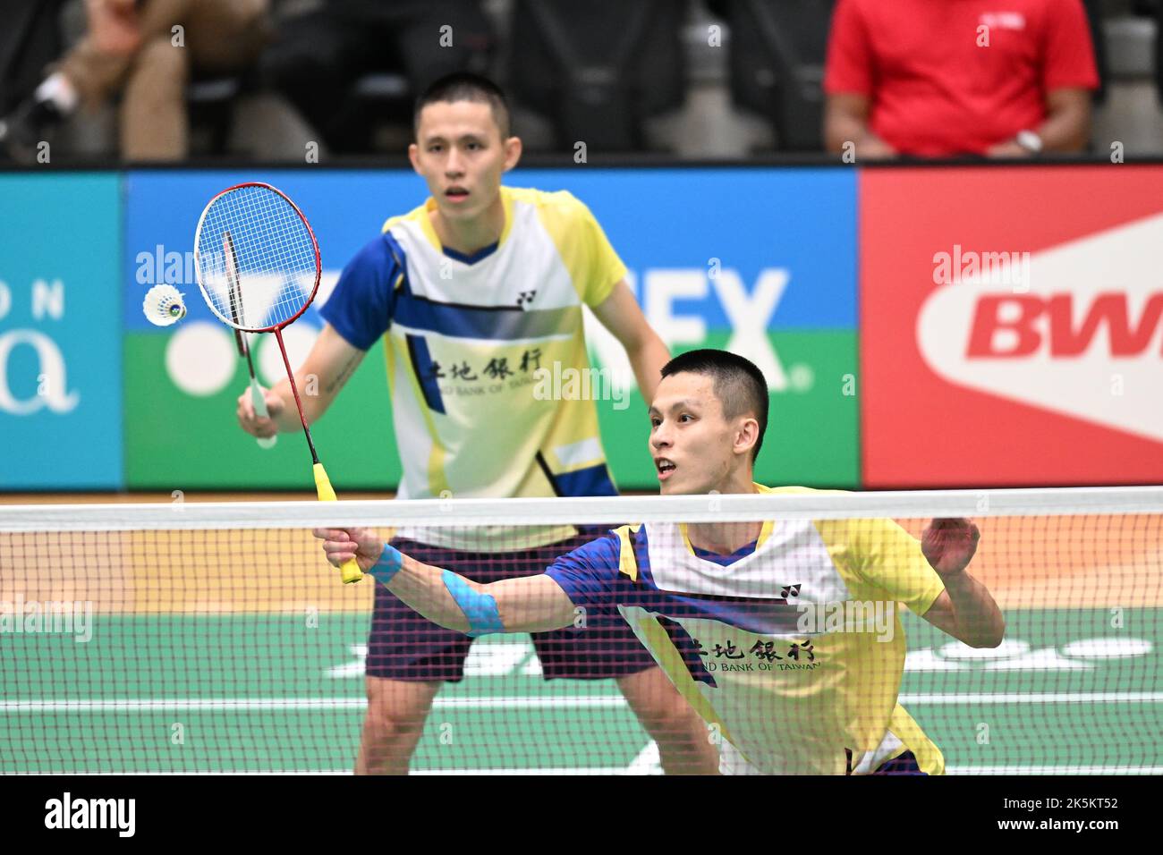 Sydney, Australia. 09th Oct, 2022. Lee Fang-Jen (L) and Lee Fang-Chih (R) of Chinese Taipei seen in action during the YONEX Sydney International 2022 Men's Double finals match against Nyl Yakura and adam xingyu dong (Canada). Lee Fang-Jen and Lee Fang-Chih won the match 21-12, 16-21, 21-16. Credit: SOPA Images Limited/Alamy Live News Stock Photo