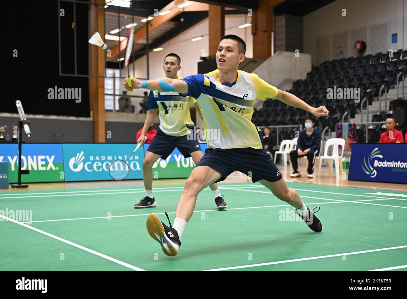 Sydney, Australia. 09th Oct, 2022. Lee Fang-Jen (L) and Lee Fang-Chih (R) of Chinese Taipei seen in action during the YONEX Sydney International 2022 Men's Double finals match against Nyl Yakura and adam xingyu dong (Canada). Lee Fang-Jen and Lee Fang-Chih won the match 21-12, 16-21, 21-16. Credit: SOPA Images Limited/Alamy Live News Stock Photo