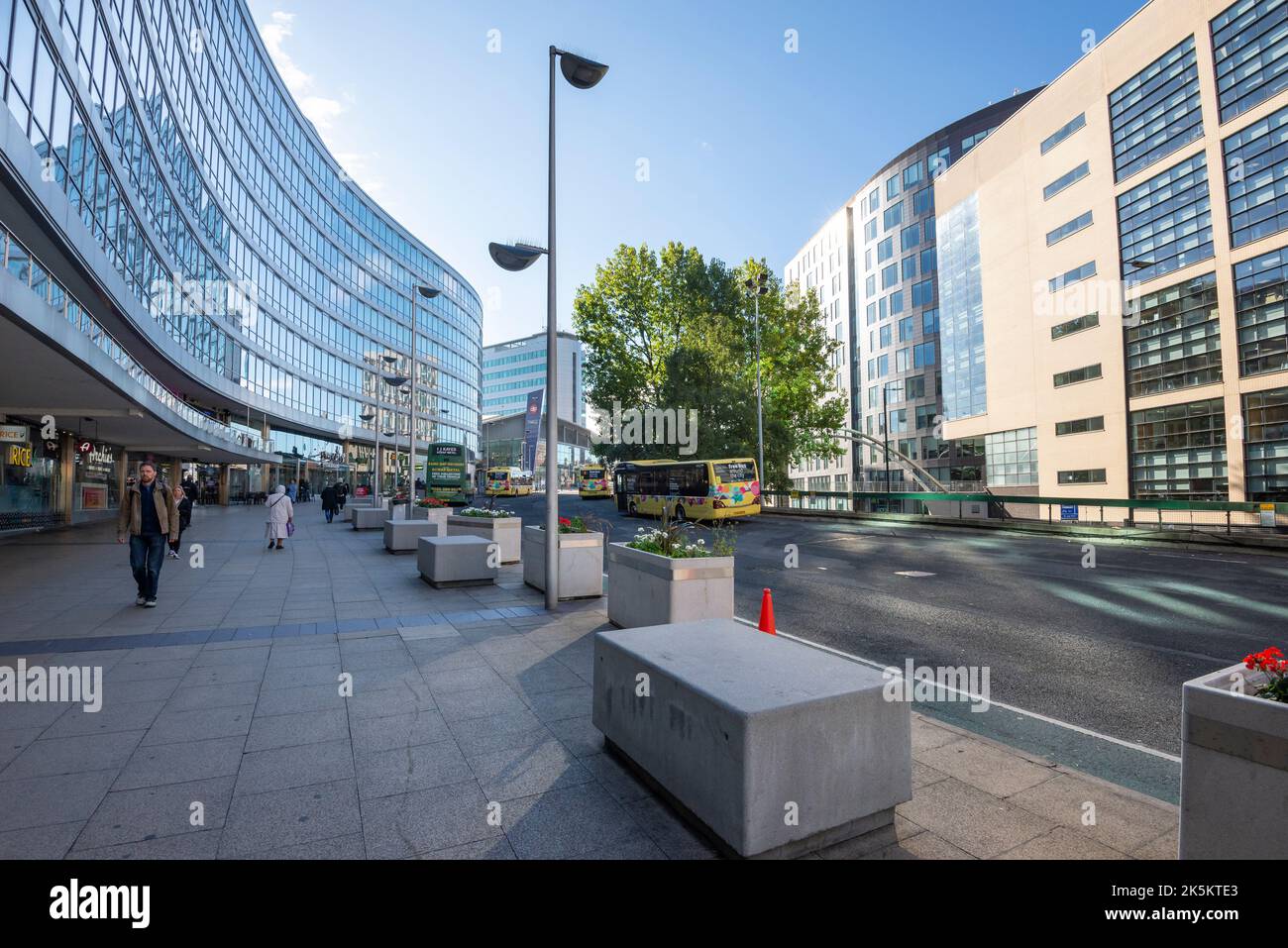 Area outside Piccadilly Station in the city of Manchester, England. Stock Photo