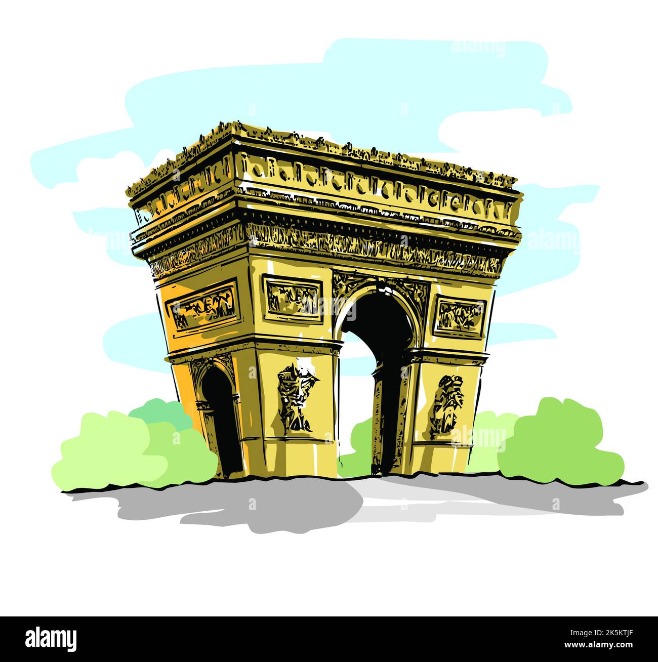 Arc de Triomphe paris illustration Stock Photo - Alamy