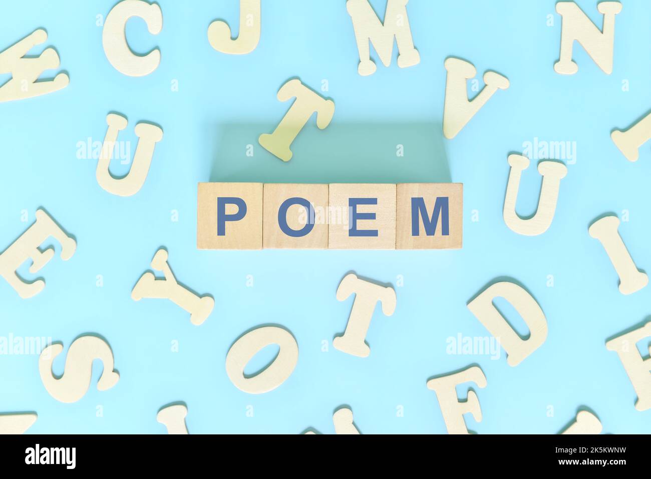 Poem narrative form in english literature concept. Wooden blocks ...