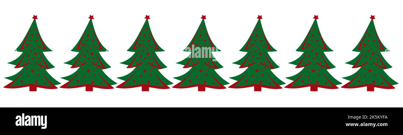 Seven Christmas trees isolated on white background Stock Photo - Alamy