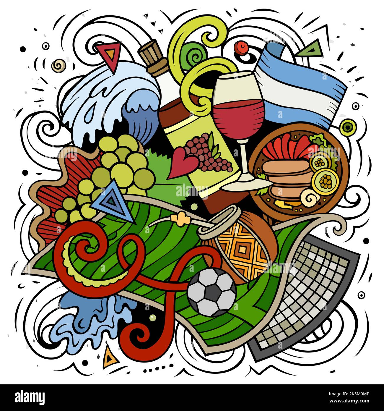 Argentina hand drawn cartoon doodles illustration. Funny design. Stock Vector