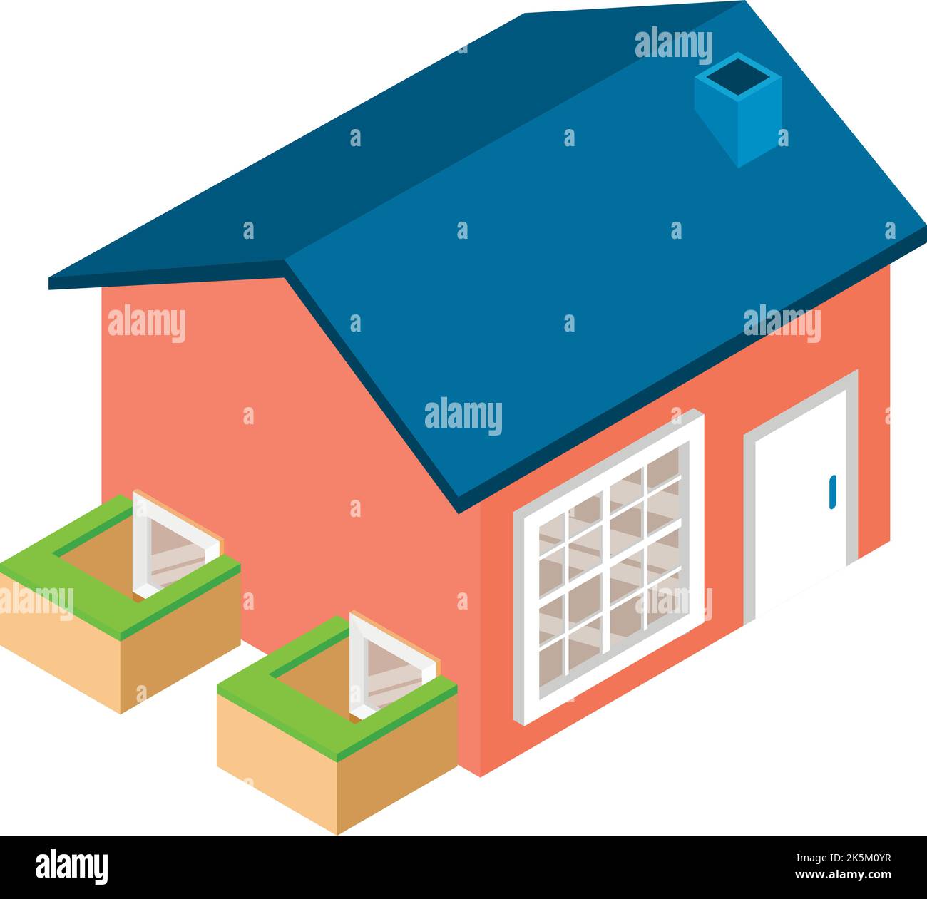 Standard house icon isometric vector. Modern one story house with basement icon. Residential building, construction, architecture Stock Vector