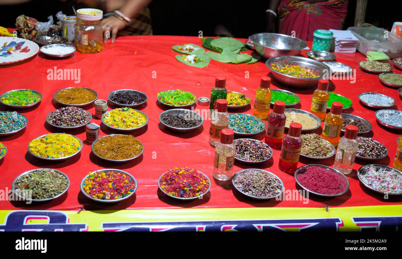 Indian Street Food seller selling food at Roadside food stall Stock