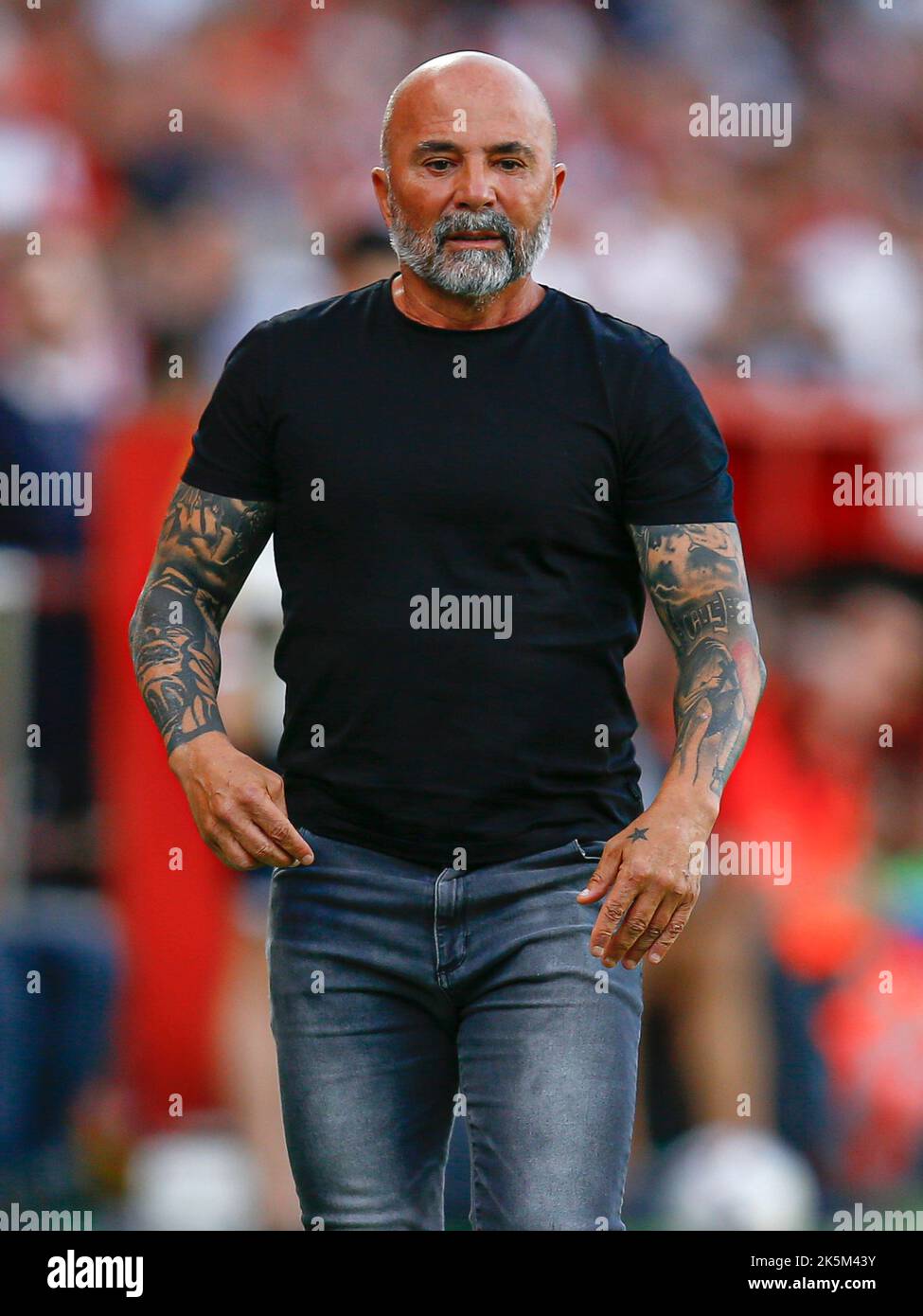 Sevilla FC head coach Jorge Sampaoli during the La Liga match between Sevilla FC and Athletic Club played at Sanchez Pizjuan Stadum on October 8, 2022 in Sevilla, Spain. (Photo by Antonio Pozo / PRESSIN) Stock Photo