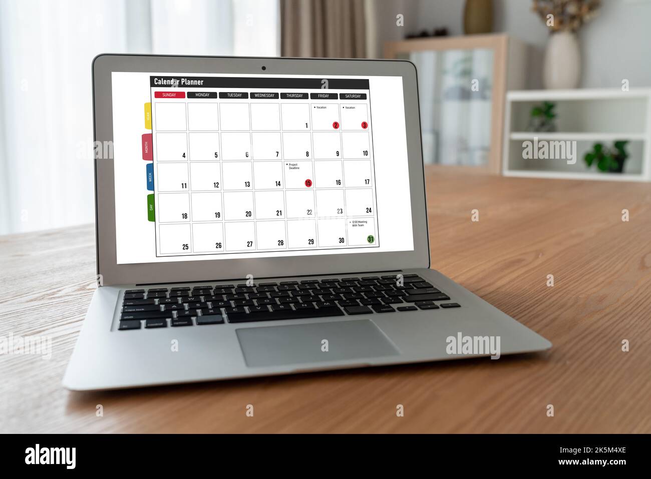 Calendar on computer software application for modish schedule planning