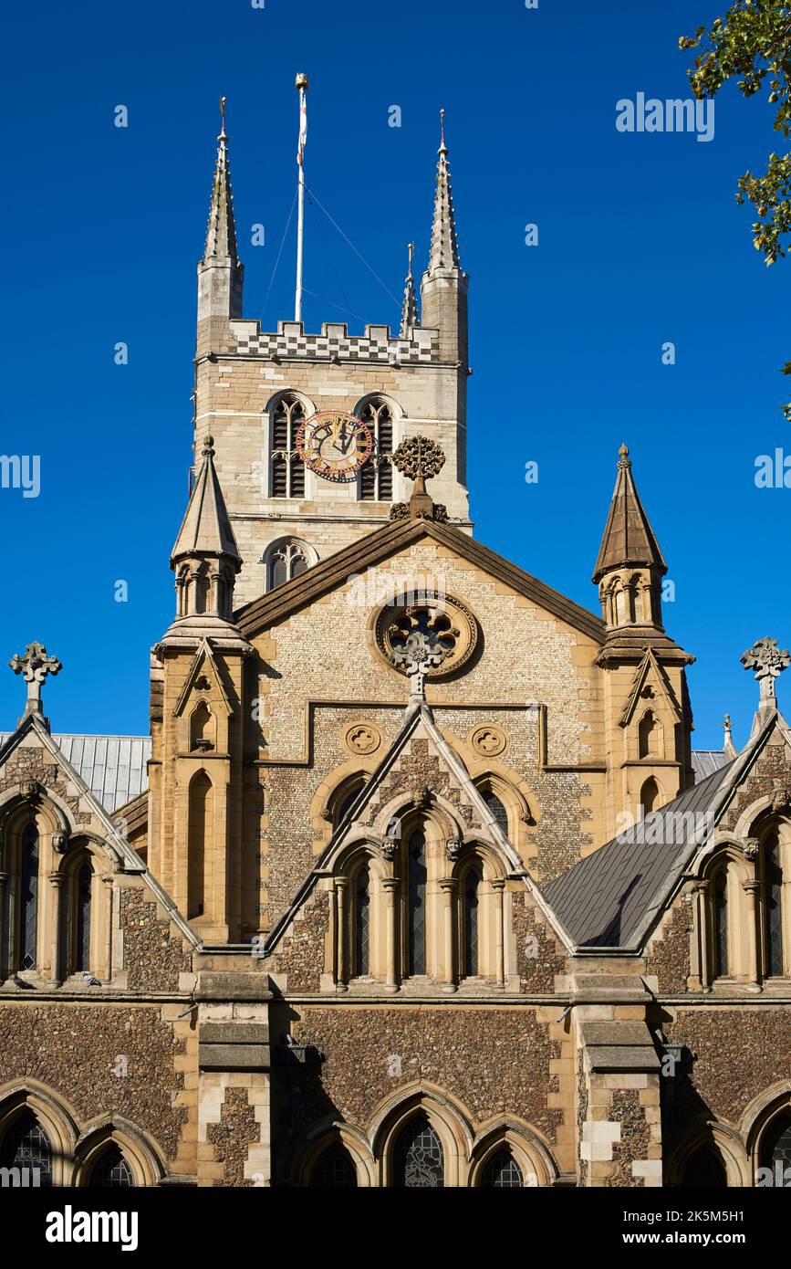 The eastern exterior of Southwark Cathedral, central London UK Stock Photo