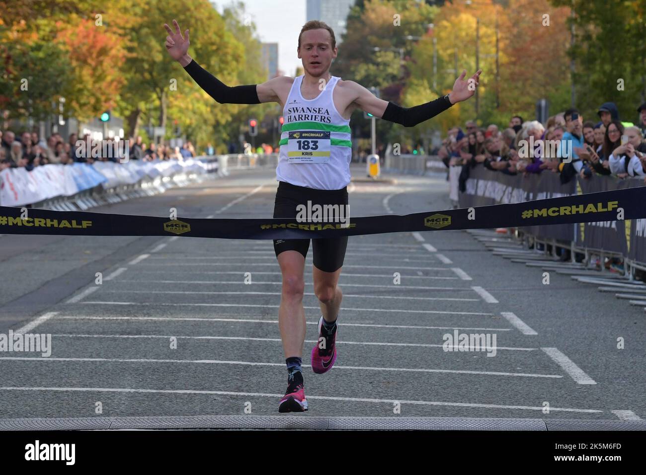 Manchester, UK. Sunday 9th Oct 2022. Kris Jones, Swansea Harriers wins