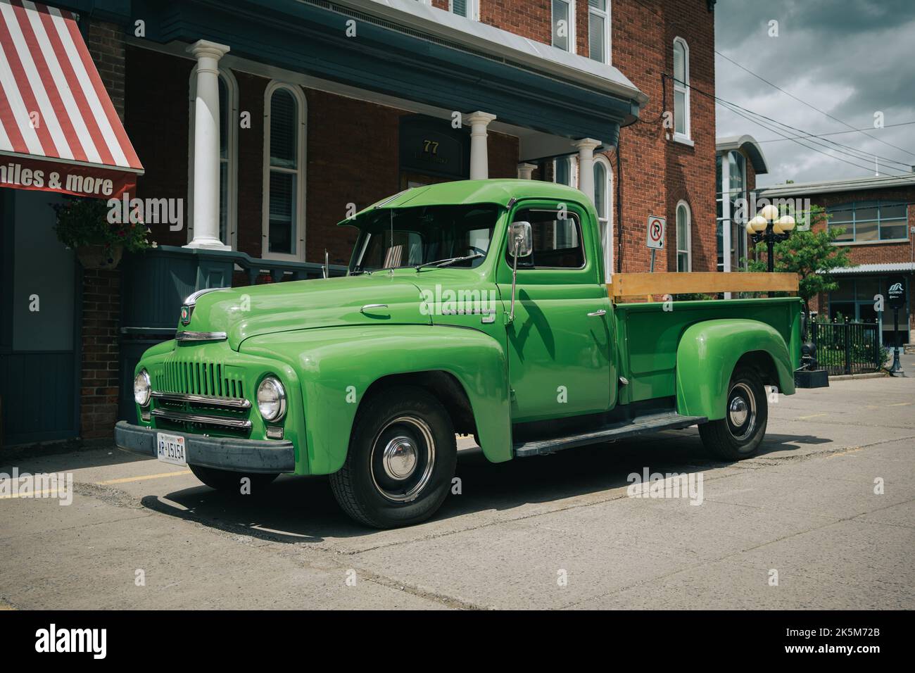 Old green International Harvester pickup truck, Mississippi Mills, Ontario, Canada Stock Photo