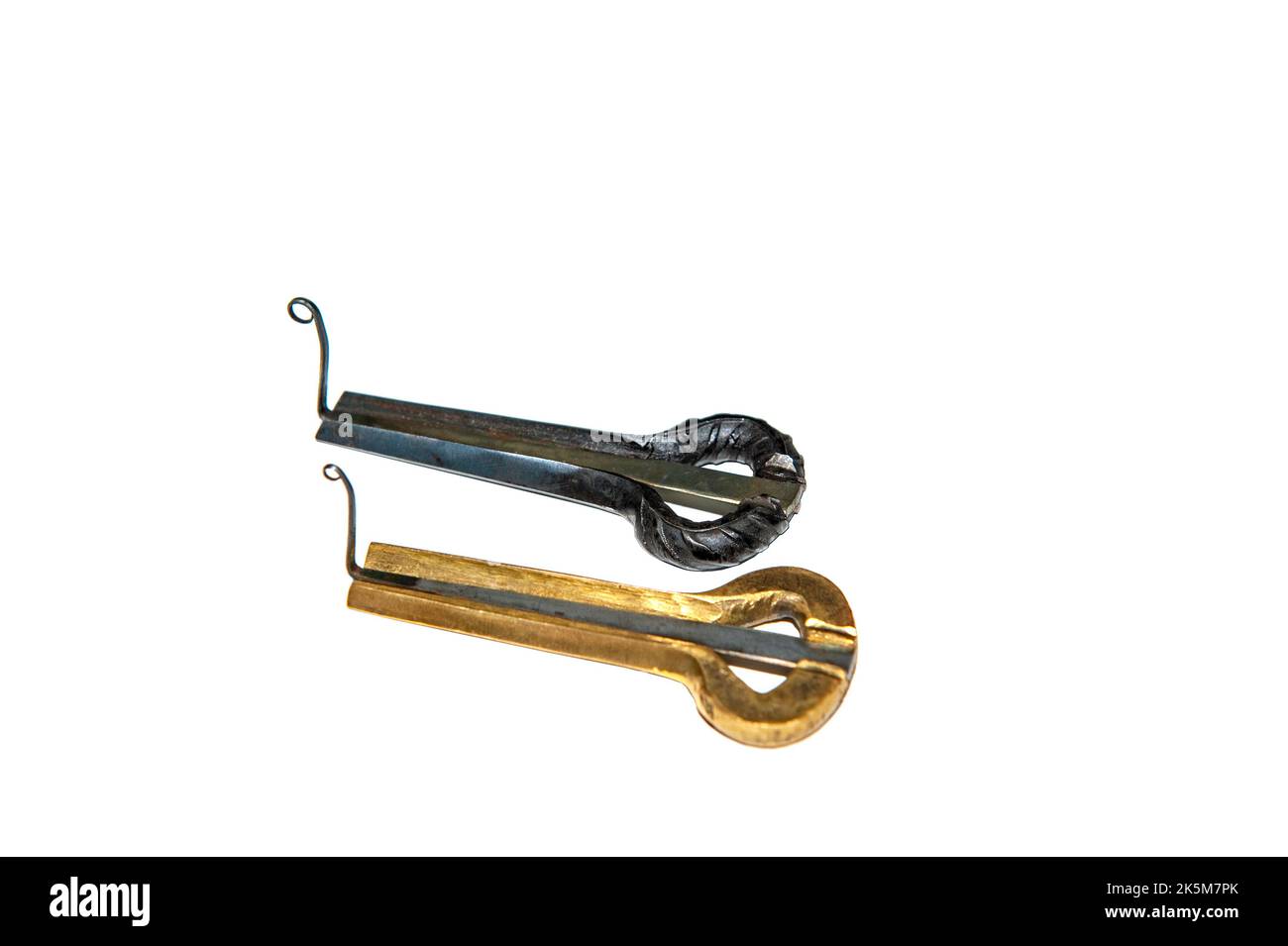 jew's harp musical instrument isolated on white background Stock Photo