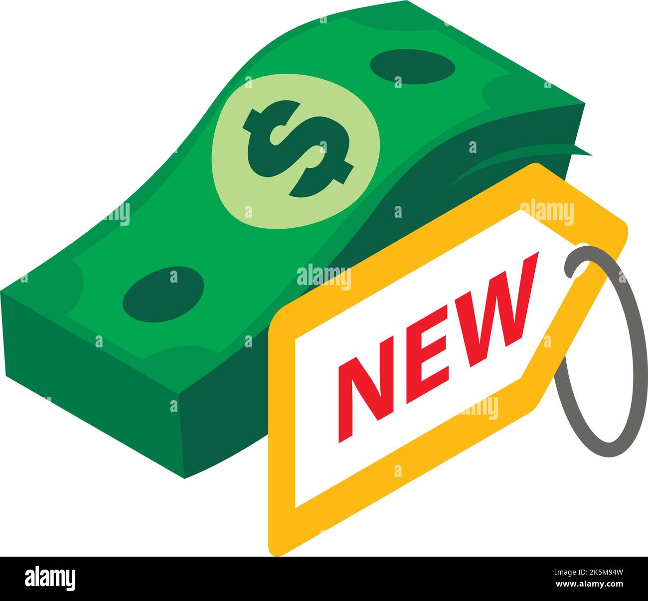 Cash money icon isometric vector. Stack of dollar bills and label that