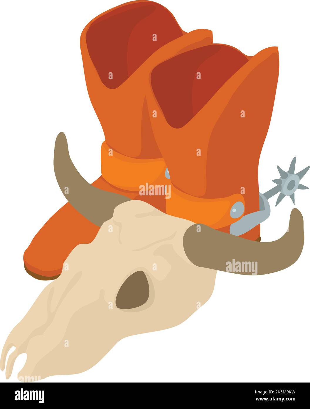 Cowboy concept icon isometric vector. Leather cowboy boot and buffalo ...