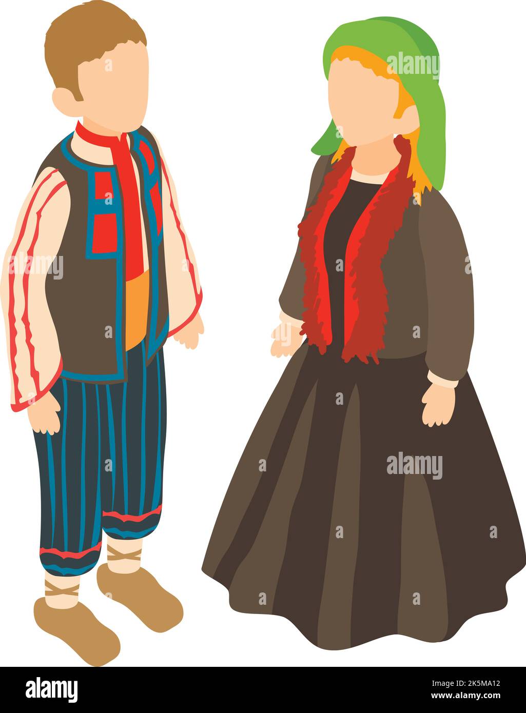 Traditional costume icon isometric vector. Belgian couple in national ...