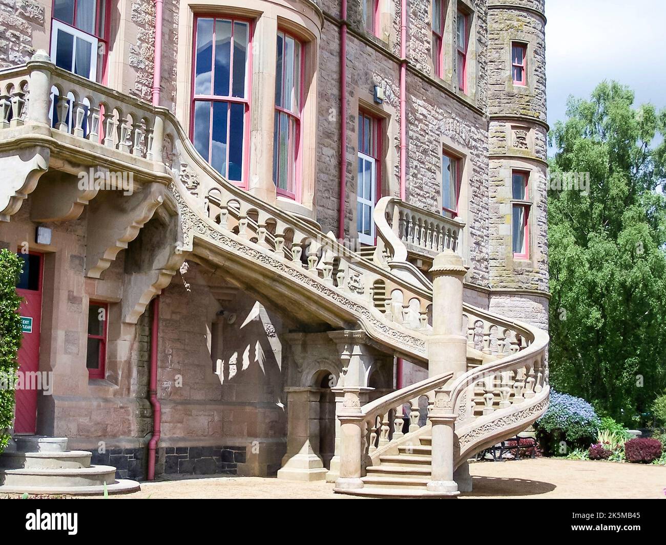 Ornate stone staircase outside Belfast Castle, Northern Ireland Stock