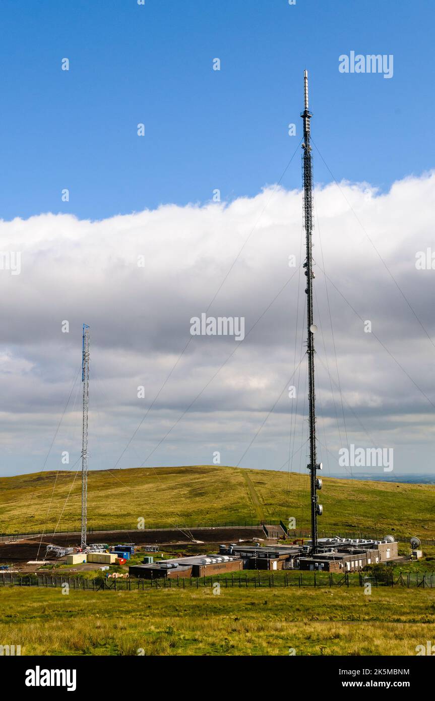 Antennas at a television and radio transmission station at Black Mountain, Belfast Stock Photo