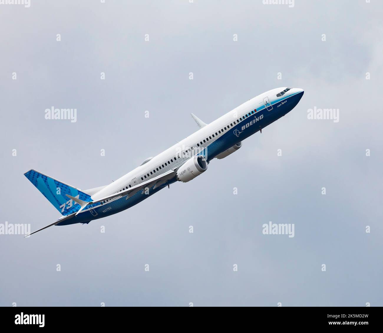 Boeing's new 737 Max10 flying at the 2022 Farnborough International