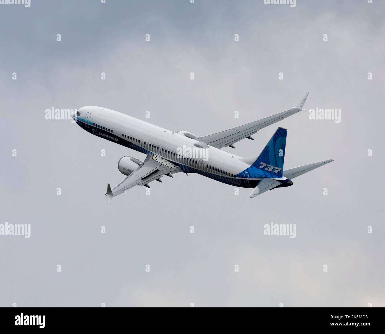 Boeing's new 737 Max10 flying at the 2022 Farnborough International
