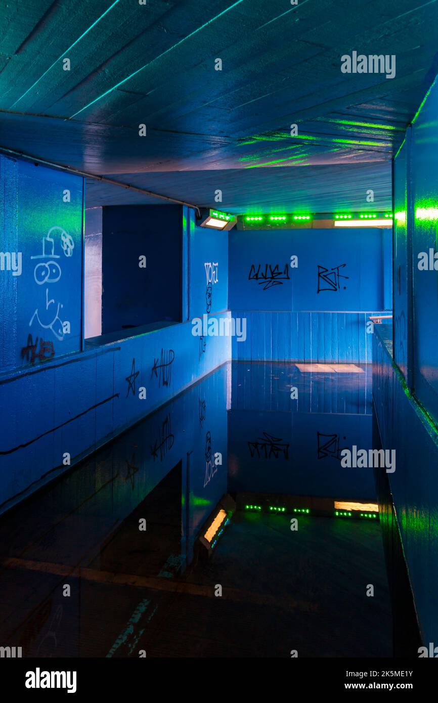 Waterloo Road Subway with floodwater, underpass tunnel subways, around