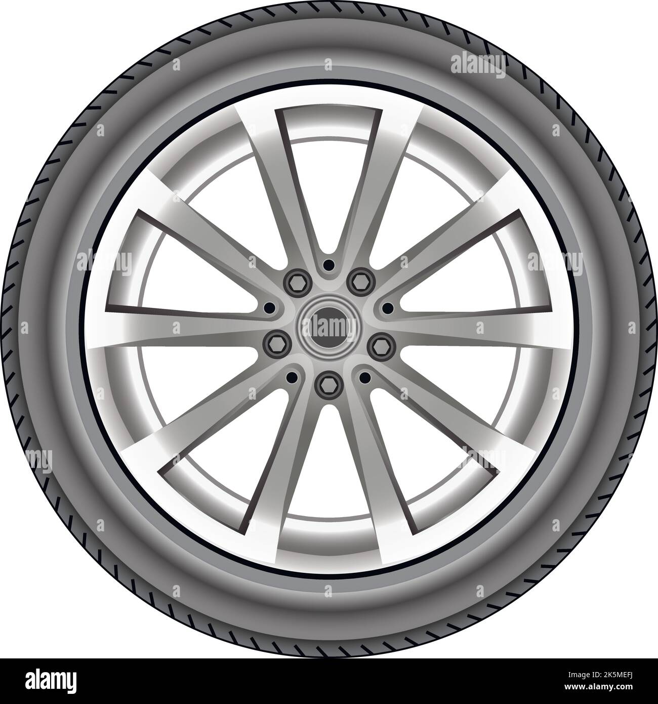 Realistic alloy wheel car tire style sport on white background vector