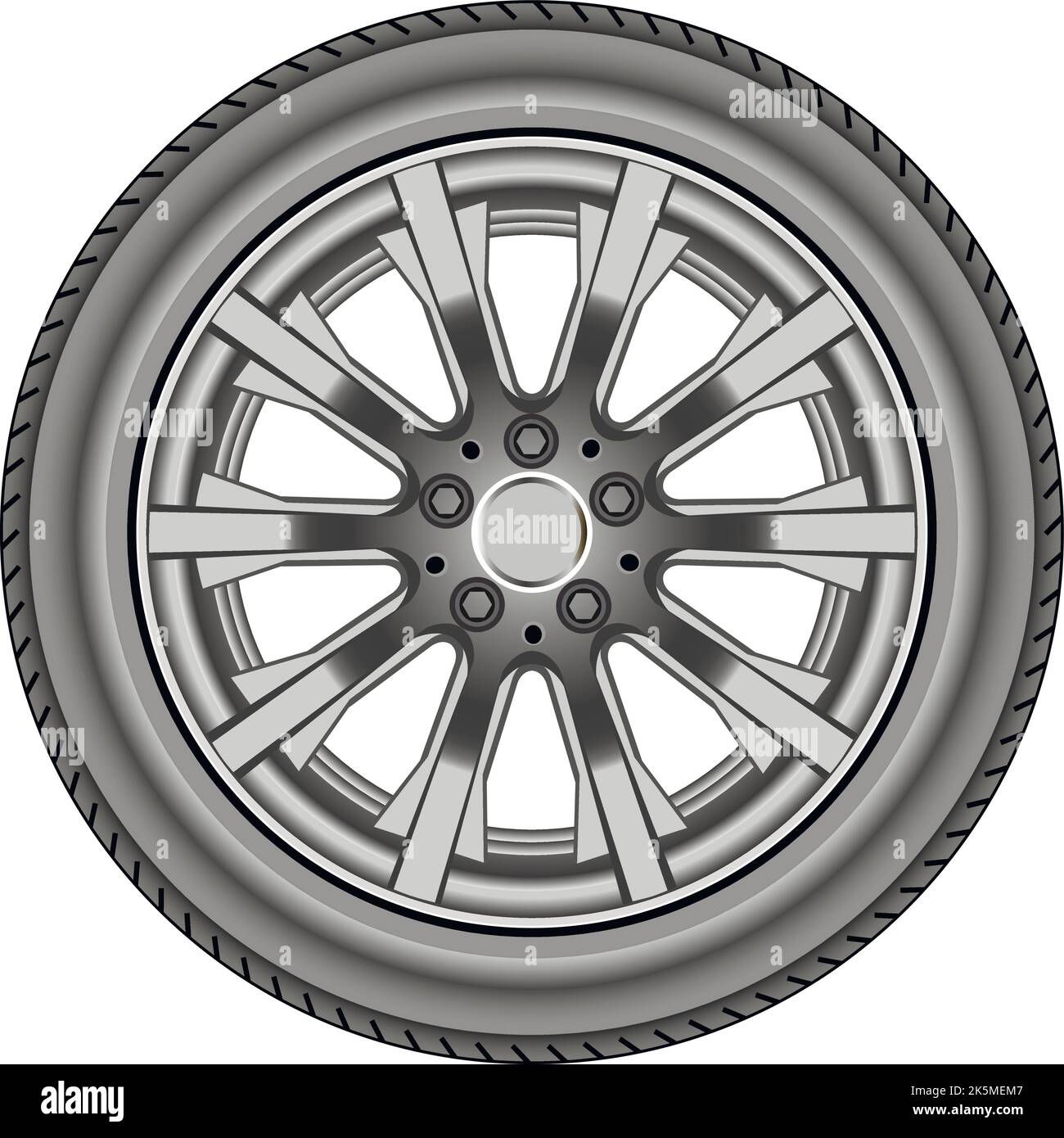 Realistic alloy wheel car tire style sport on white background vector