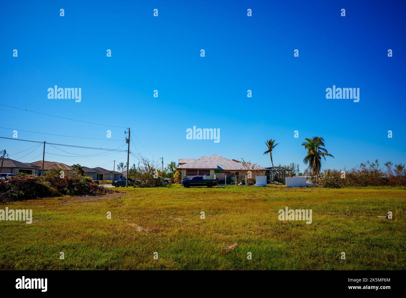 Punta Gorda, FL, USA October 8, 2022 Photo of a house with roof